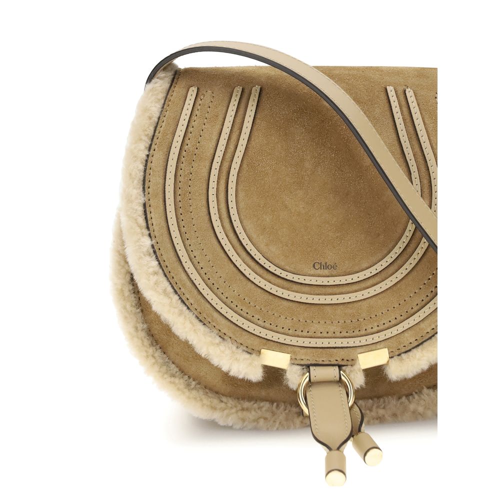 Chloé Small Saddle Marcie Shoulder Bag in suede and shearling