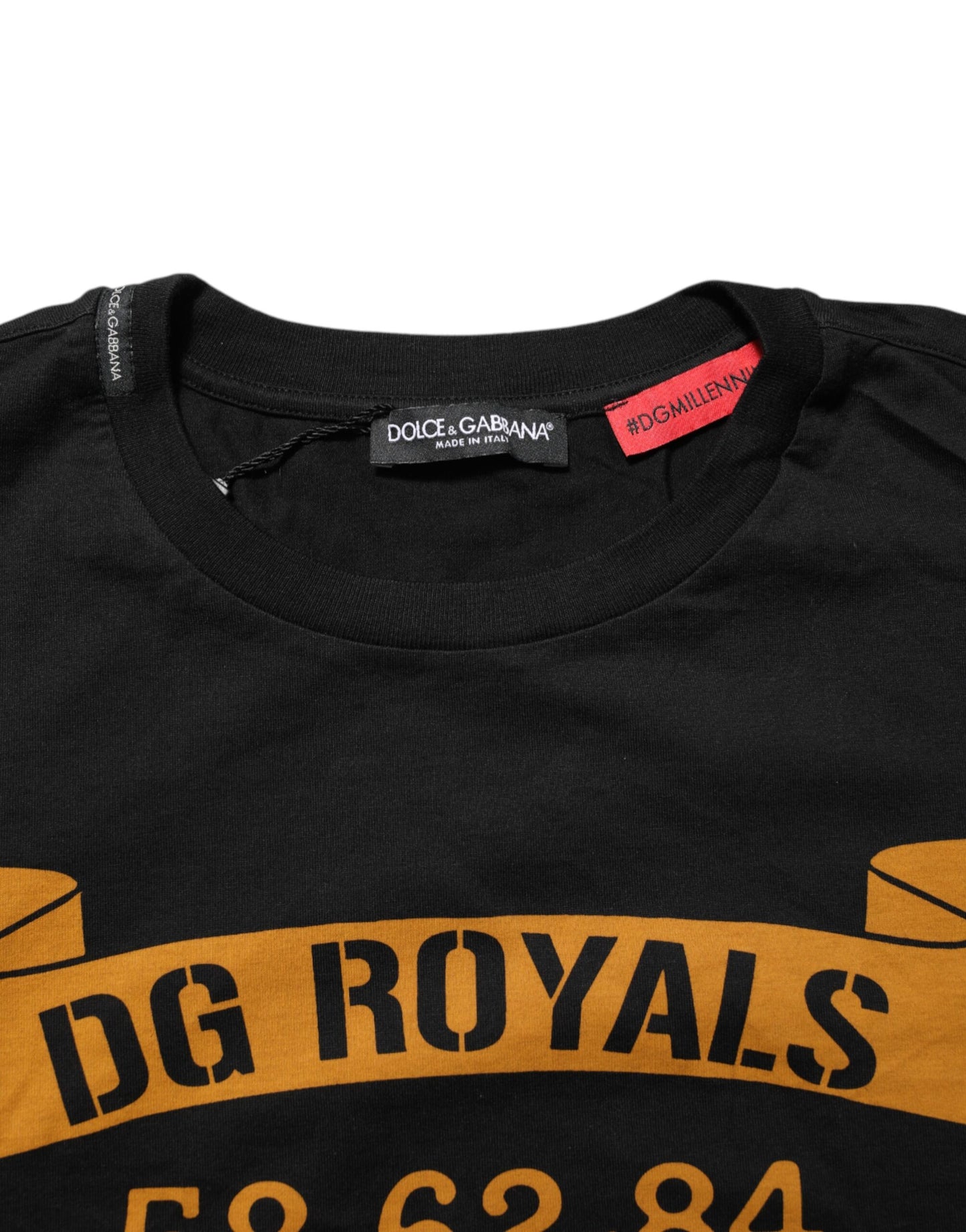 Dolce & Gabbana Black DG Royals Cotton Crew Neck Men T-shirt