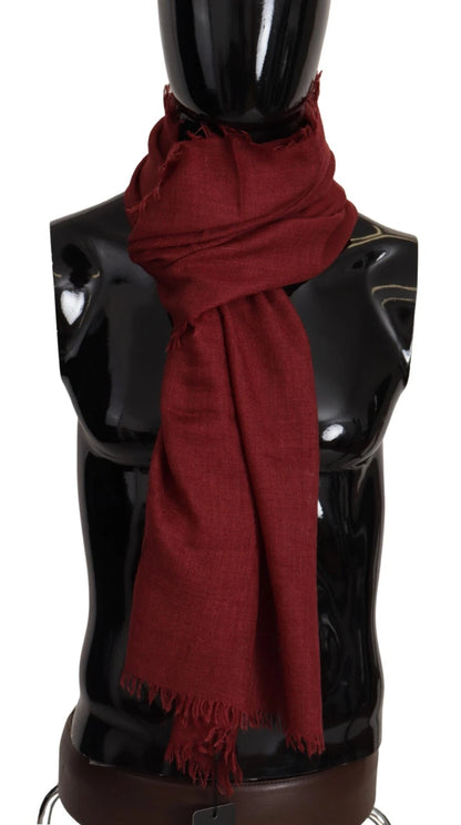Dolce & Gabbana Red DG Crown Cashmere Silk Shawl Fringe Wrap Scarf