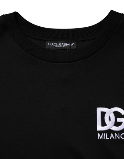 Dolce & Gabbana Black Cotton DG Logo Embroidery Top  T-shirt