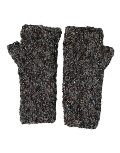 Dolce & Gabbana Gray Virgin Wool Knitted Fingerless Men Gloves