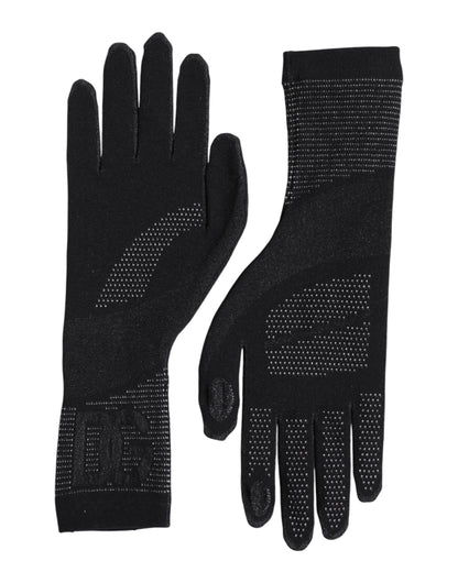 Dolce & Gabbana Black DG Logo Cotton Hands Mitten Men Gloves