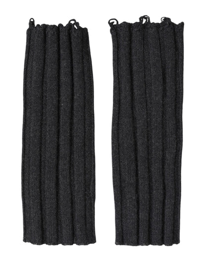 Dolce & Gabbana Black Virgin Wool Knitted Fingerless Gloves
