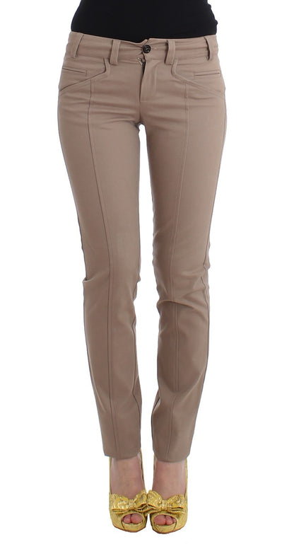 Cavalli Class Beige Dress Skinny Slim Straight Chinos Pants