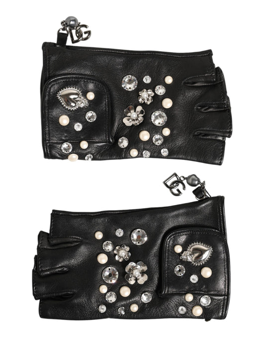 Dolce & Gabbana Blue Logo Fingerless Wrist Length Mitten Gloves