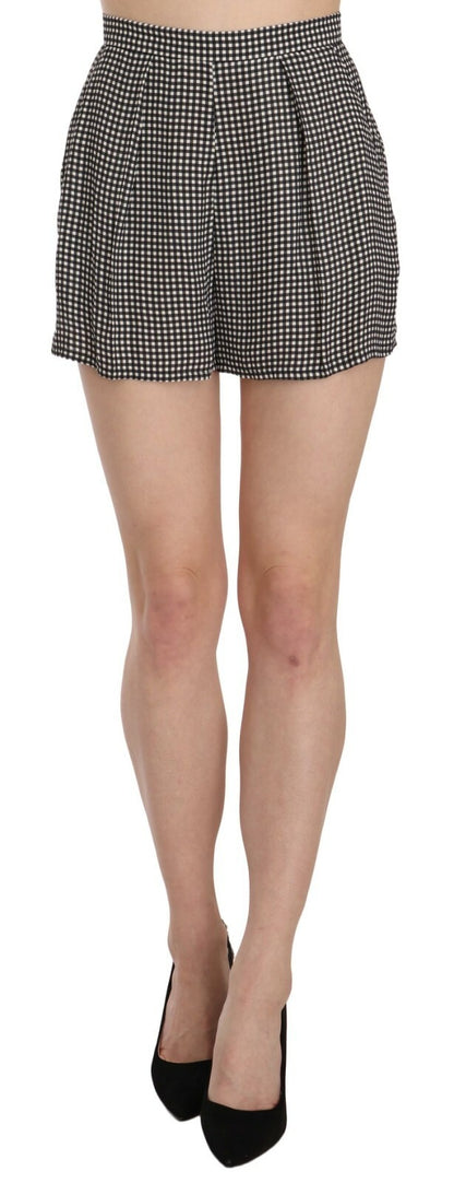 Elisabetta Franchi Black and White Checkere Stretch Skirt