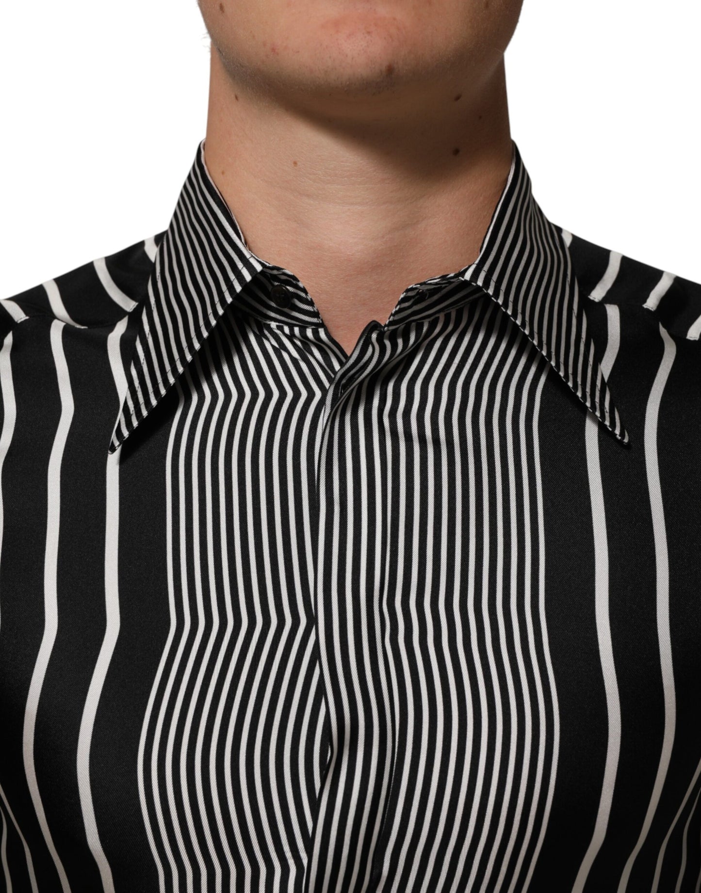 Dolce & Gabbana Black White Stripes Men MARTINI Dress Shirt