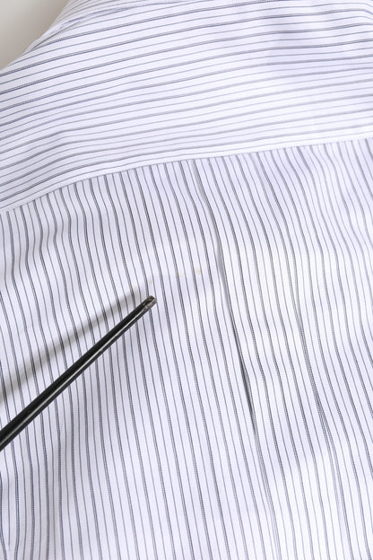 Dolce & Gabbana White Stripes Long Sleeves GOLD Dress Shirt