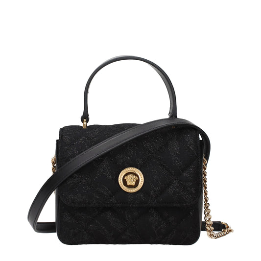 Versace Black Fabric Handbags
