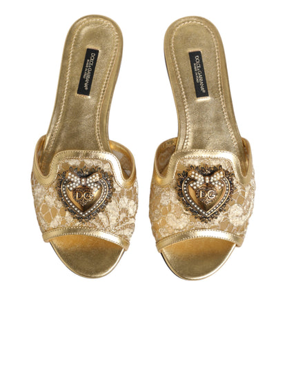 Dolce &amp; Gabbana Gold Devotion Schnürsandalen zum Hineinschlüpfen