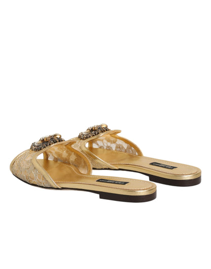 Dolce &amp; Gabbana Gold Devotion Schnürsandalen zum Hineinschlüpfen