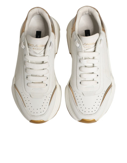 Dolce & Gabbana White Gold Daymaster Low Top Sneakers Shoes
