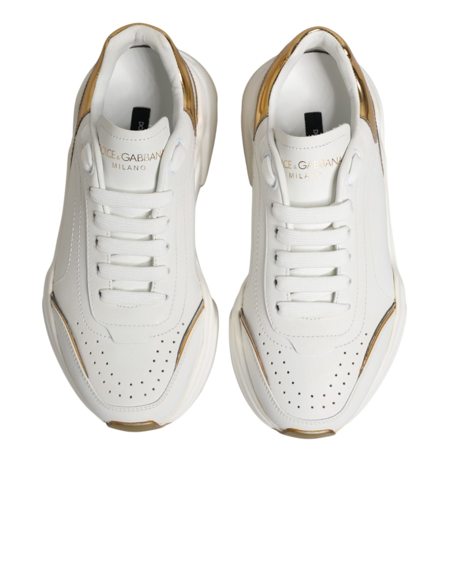Dolce & Gabbana White Gold Daymaster Low Top Sneakers Shoes