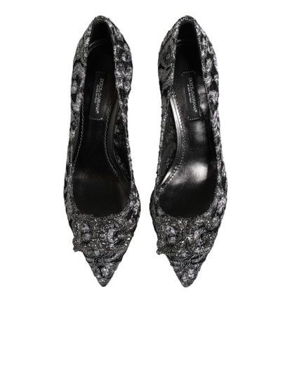 Dolce & Gabbana Silver Lace DG Amore Heels Pumps Shoes