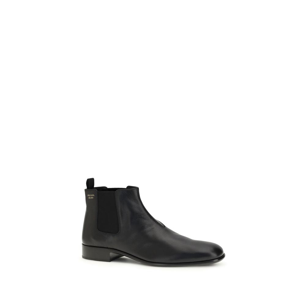 Prada Black Leather Ankle Boots