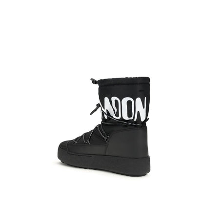 Moon Boot Black Nylon Lace-Up Boots