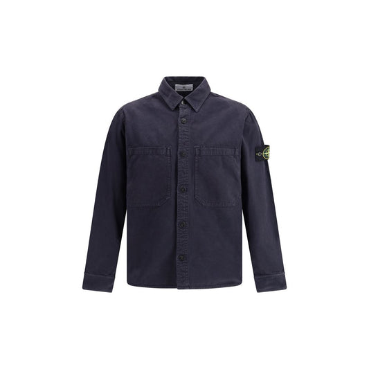 Stone Island Blue Cotton Dress Shirt