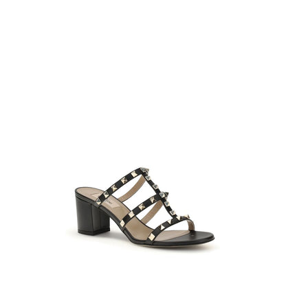 Valentino Garavani Black Calf Leather Bos Taurus Platform Sandals