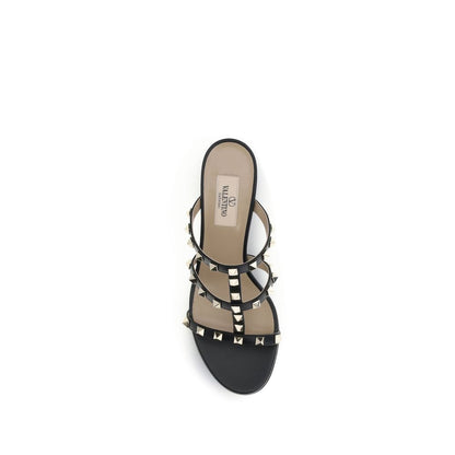 Valentino Garavani Black Calf Leather Bos Taurus Platform Sandals