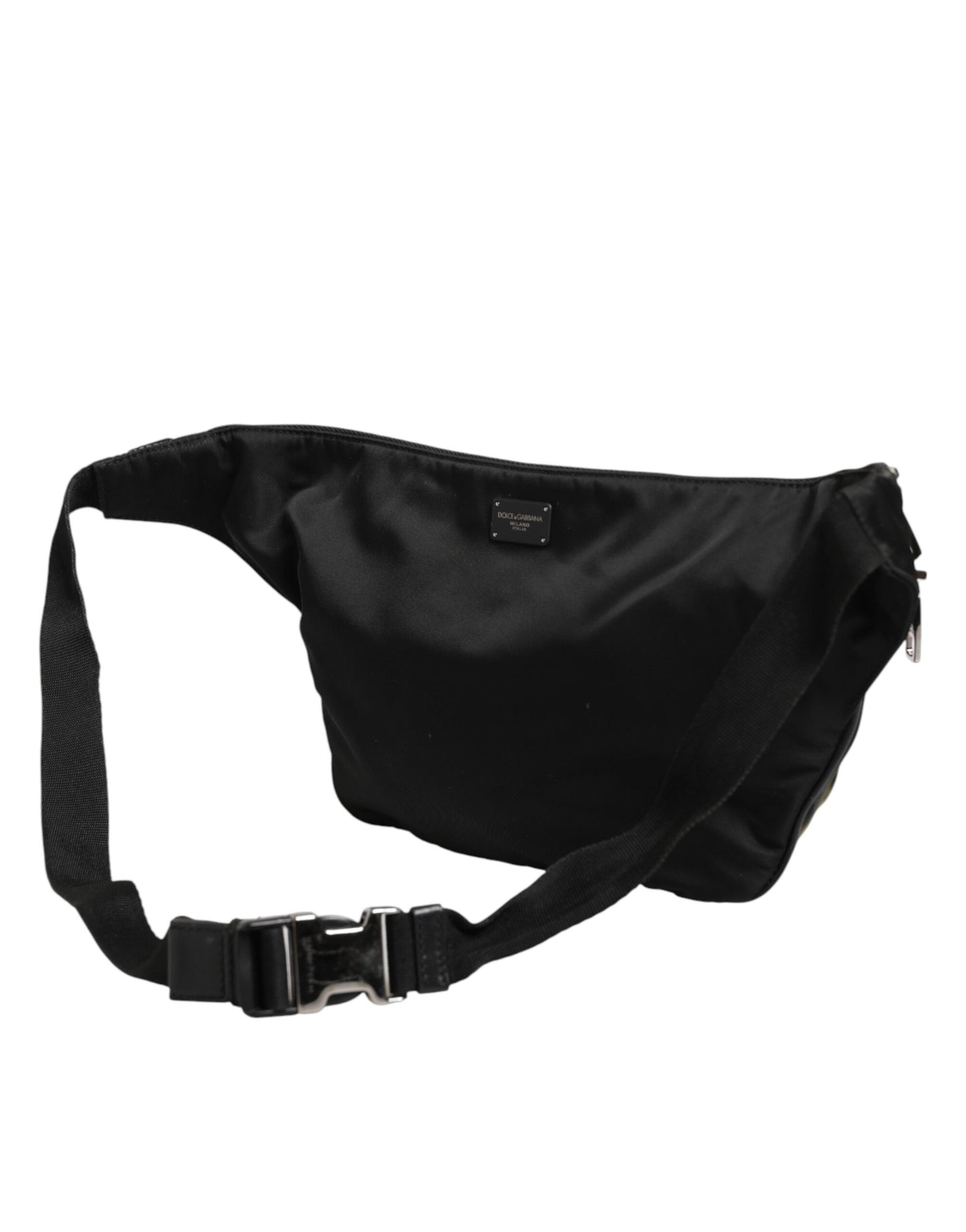 Dolce & Gabbana Black Logo Tape Print Waist Fanny Pack Men's Borse Bag