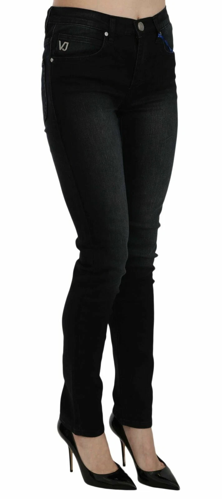 Versace Jeans Couture Dunkelschwarze Dora Slim Fit Denimhose