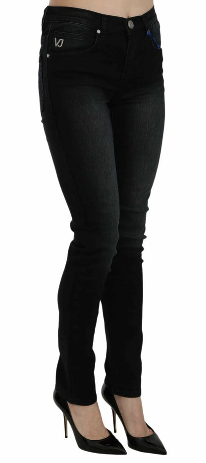 Versace Jeans Couture Dunkelschwarze Dora Slim Fit Denimhose