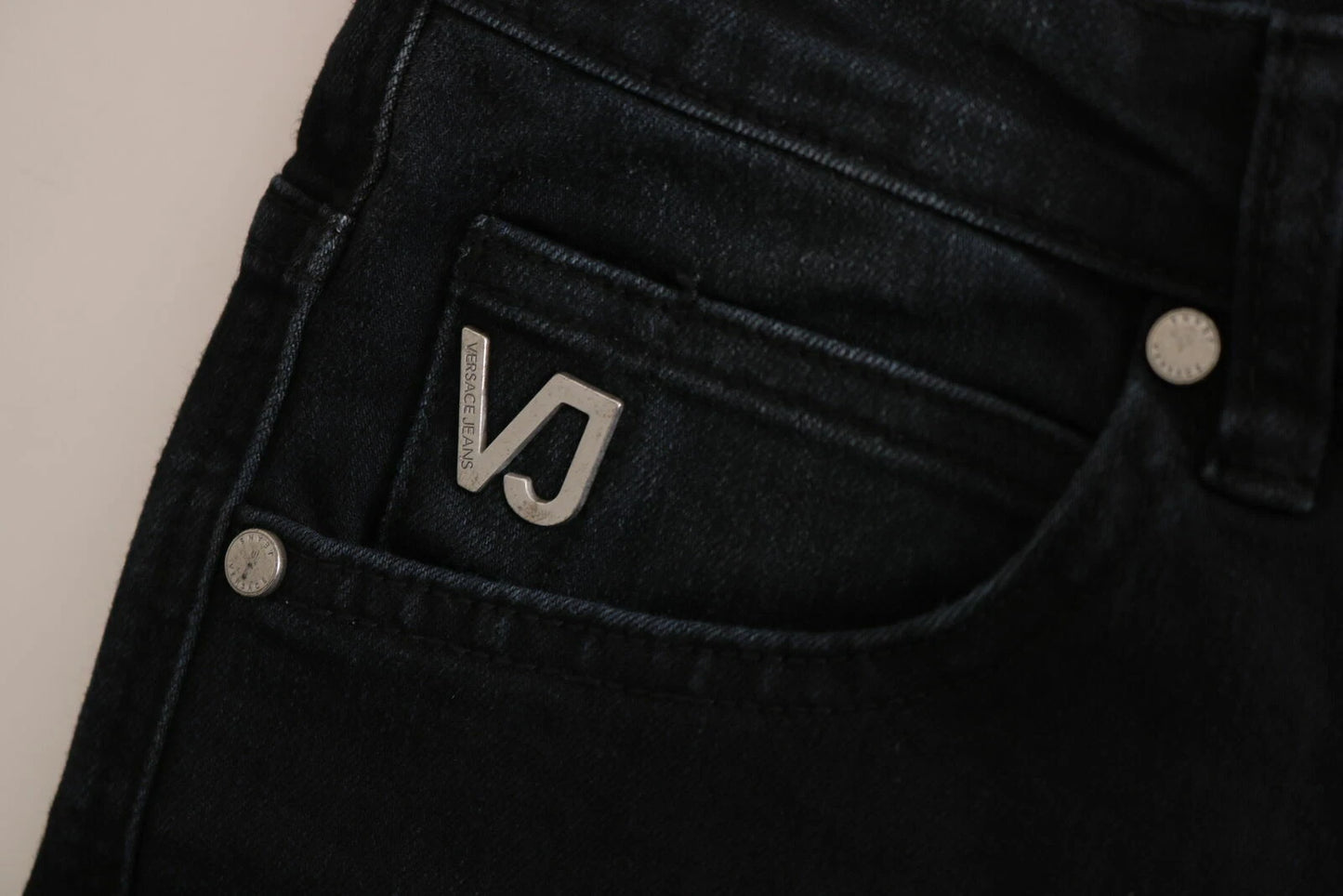 Versace Jeans Couture Dunkelschwarze Dora Slim Fit Denimhose