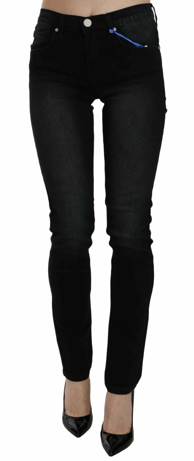 Versace Jeans Couture Dunkelschwarze Dora Slim Fit Denimhose