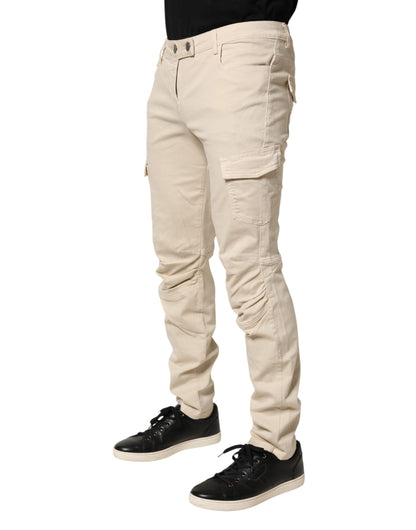 Scervino Street Beige Skinny Fit Mid Waist Men Denim Jeans