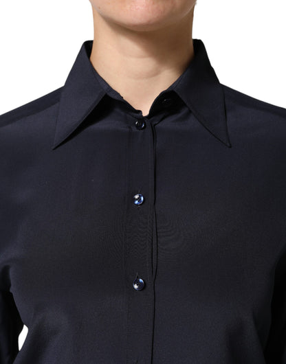 Dolce & Gabbana Blue Collared Long Sleeves Dress Shirt Top