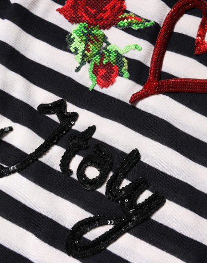 Dolce &amp; Gabbana Ärmelloses Top aus schwarzem und weißem Kaschmir und Seide