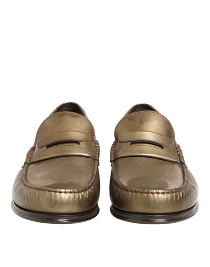 Dolce &amp; Gabbana Goldene Leder-Slipper für Herren