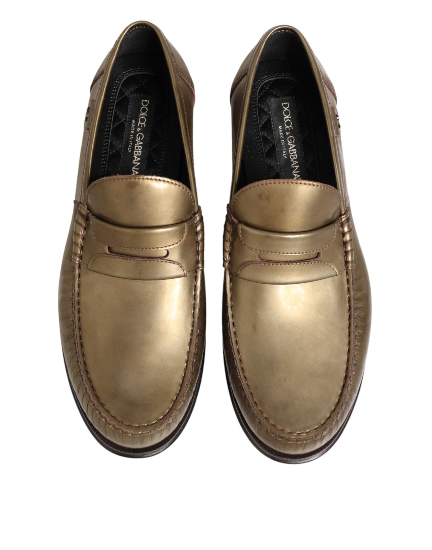 Dolce &amp; Gabbana Goldene Leder-Slipper für Herren