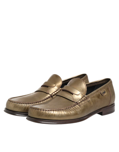 Dolce &amp; Gabbana Goldene Leder-Slipper für Herren