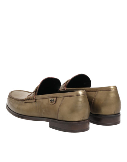 Dolce &amp; Gabbana Goldene Leder-Slipper für Herren