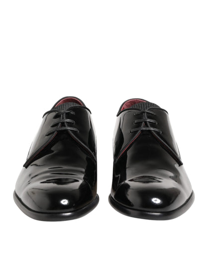 Dolce & Gabbana Black Calfskin Leather Derby Men Dress Shoes