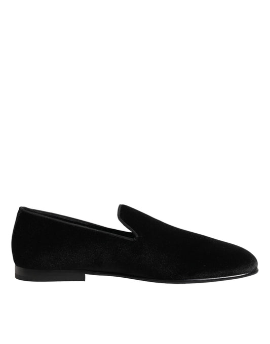 Dolce & Gabbana Black Leather Suede Slip On Loafers Dress Shoes