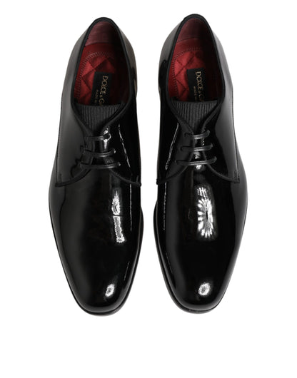 Dolce & Gabbana Black Calfskin Leather Derby Dress Shoes