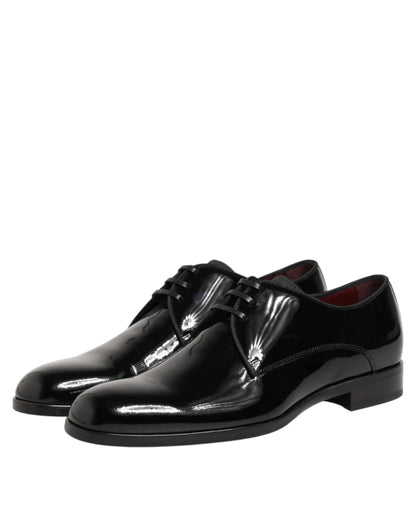 Dolce & Gabbana Black Calfskin Leather Derby Dress Shoes