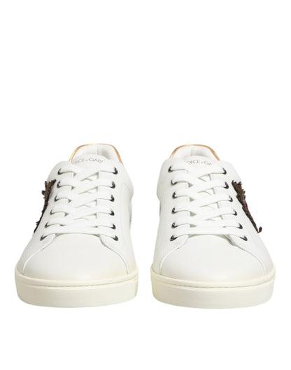Dolce & Gabbana White Heart Embellished Sneakers Shoes