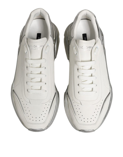 Dolce & Gabbana White Silver Daymaster Low Top Sneakers Shoes