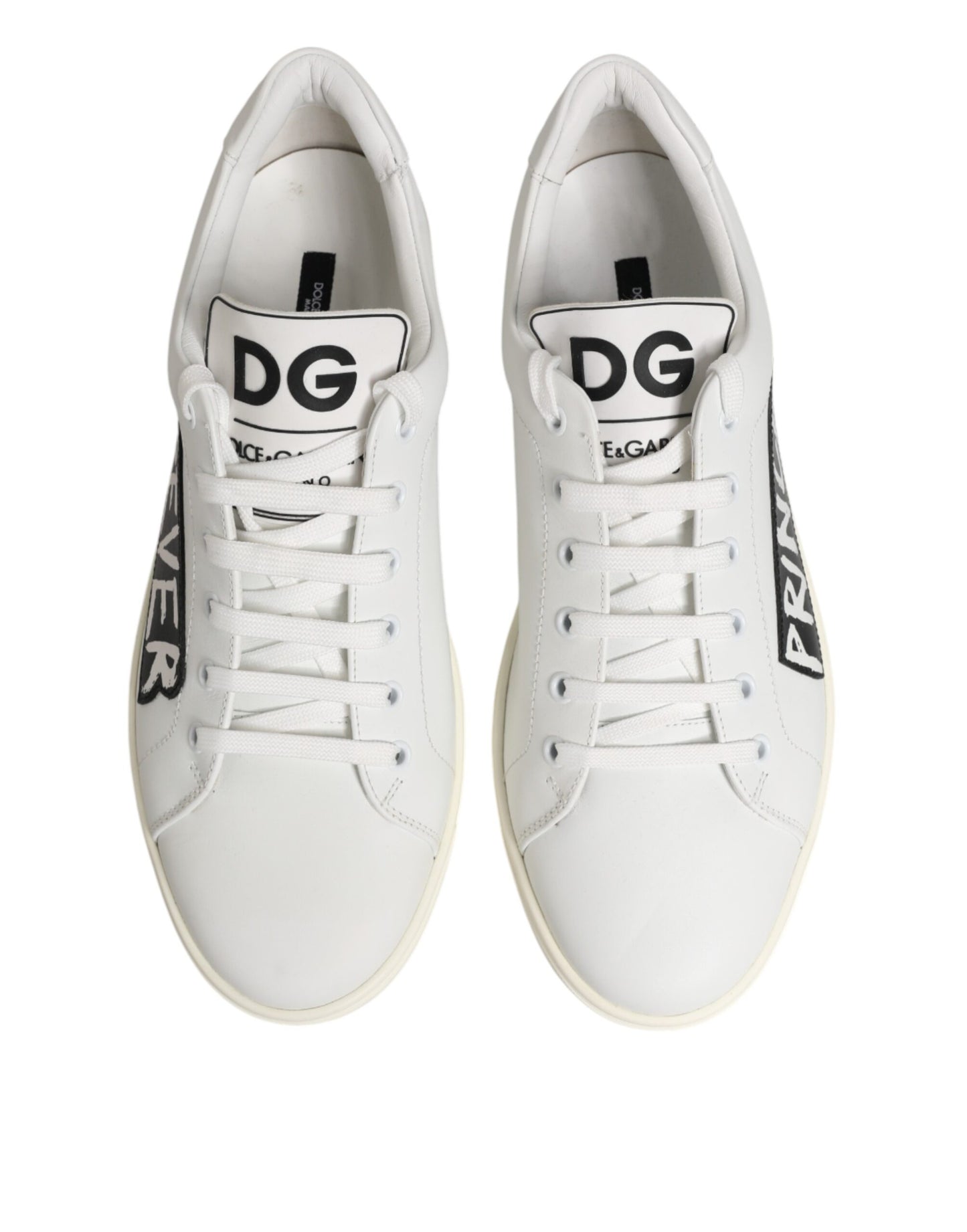 Dolce & Gabbana White Prince Leather Low Top Men Sneakers Shoes