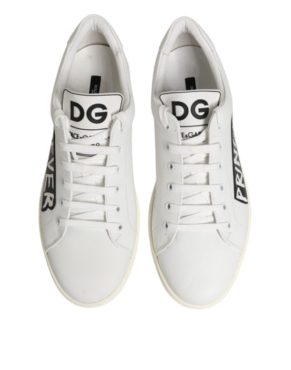 Dolce & Gabbana White Prince Leather Low Top Men Sneakers Shoes