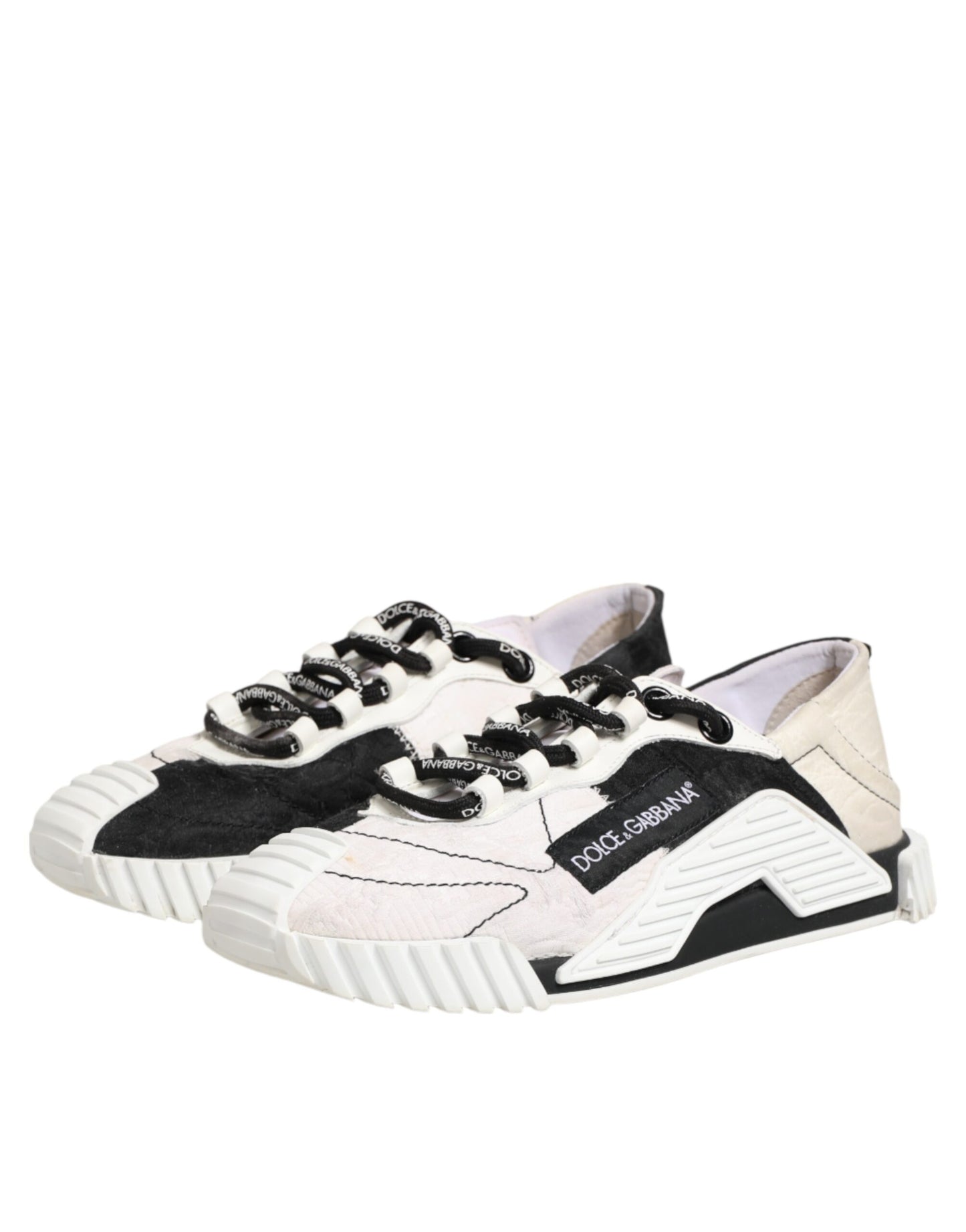 Dolce & Gabbana White Black Leather NS1 Sneakers Shoes