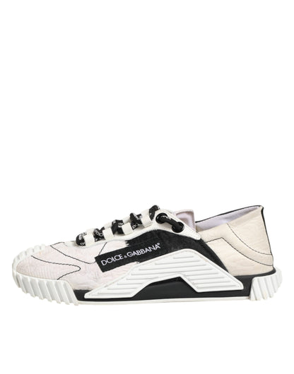 Dolce & Gabbana White Black Leather NS1 Sneakers Shoes