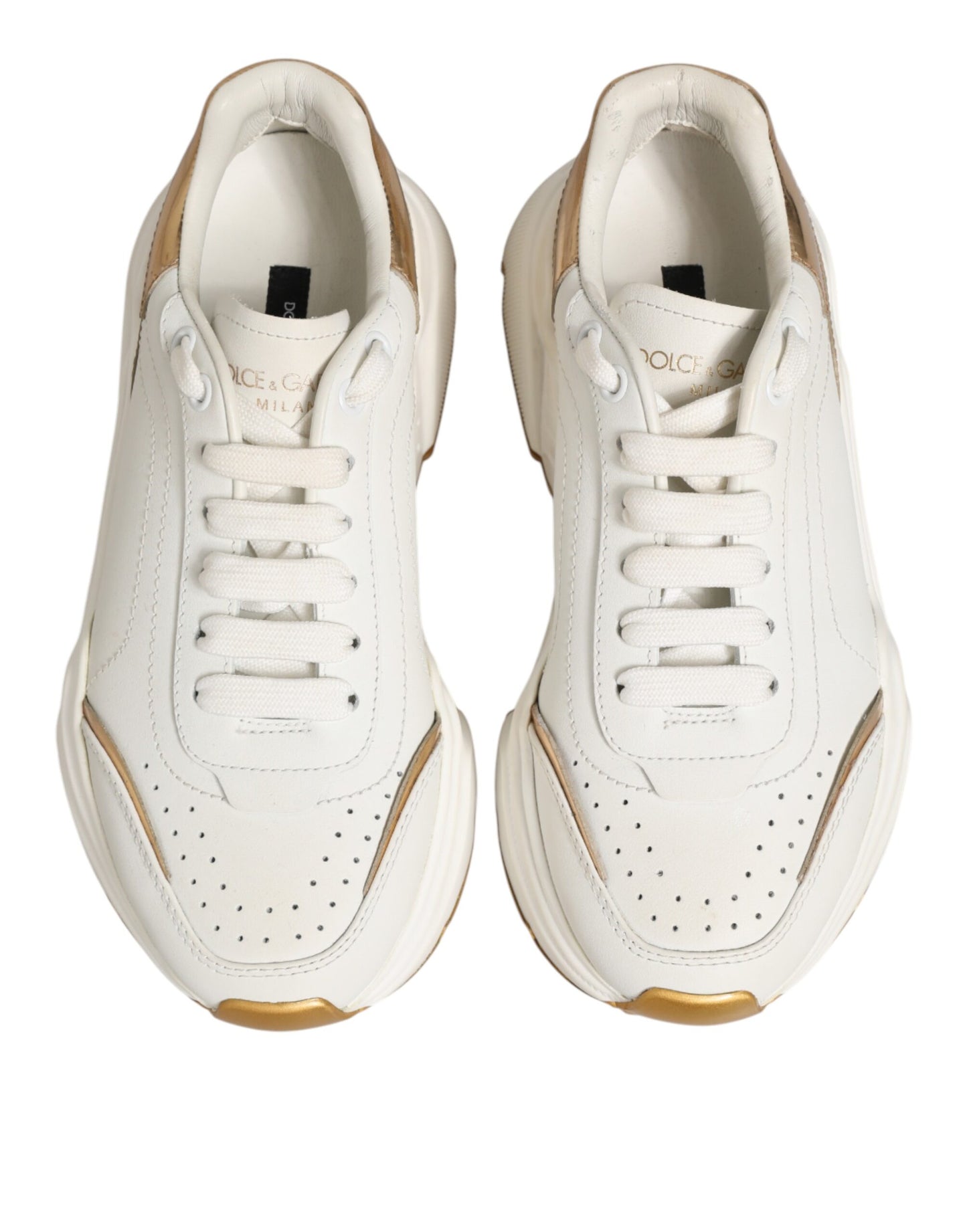 Dolce & Gabbana White Gold Daymaster Low Top Sneakers Shoes
