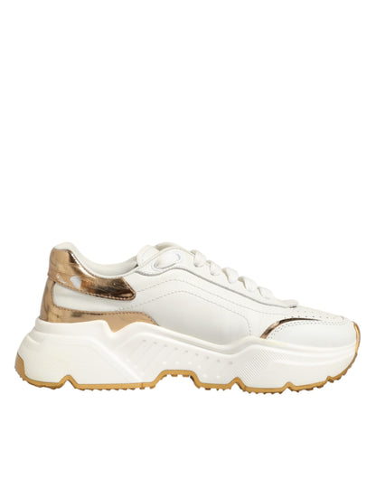 Dolce & Gabbana White Gold Daymaster Low Top Sneakers Shoes