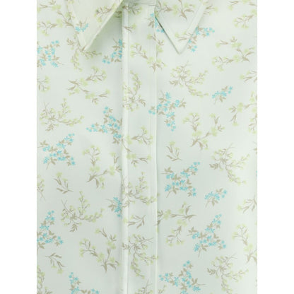 Jil Sander Green Silk Pattern Shirt