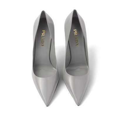 Prada Gray Leather High Heel Pumps