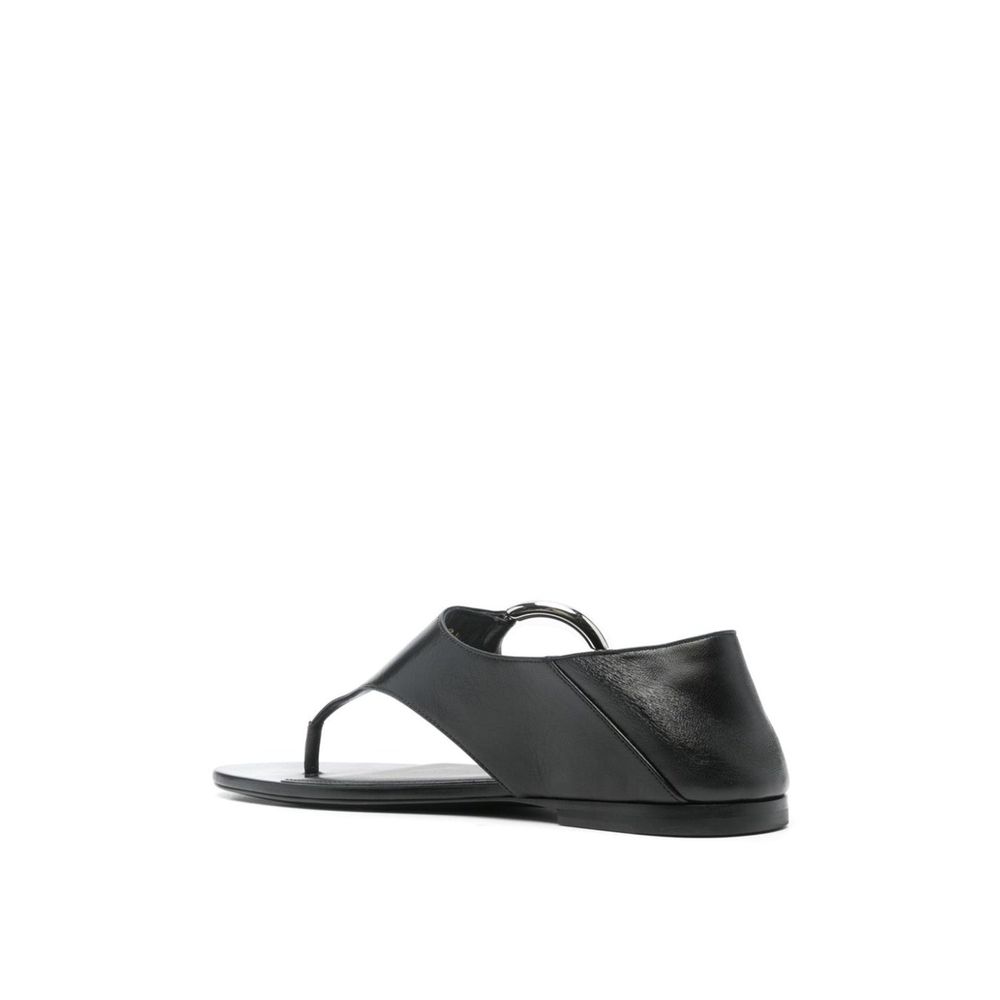 Saint Laurent Black Calfskin Strap-On Sandals